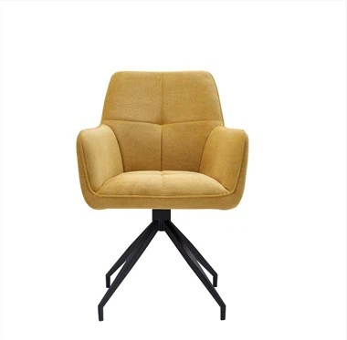 Black metal dining chairs with armrests