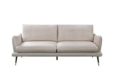 3 Seater White Fabric Sofa